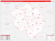 Blacksburg-Christiansburg-Radford Metro Area Wall Map Red Line Style 2022